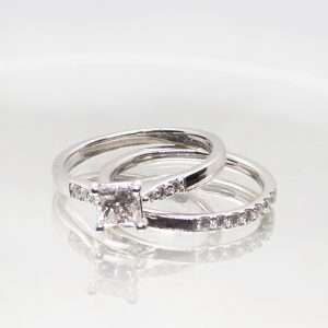 Natural Princess Cut Diamond Ring Set