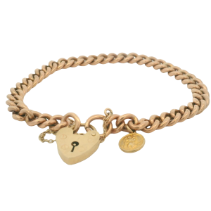 9ct Gold Curb Link Padlock Bracelet