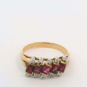 5 Stone Ruby and Diamond Ring